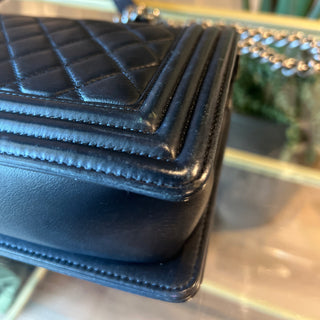 CHANEL Lambskin Quilted Medium Boy Flap Black