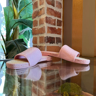 TORY BURCH Pink T Monogram Espadrille Slides SZ 6.5