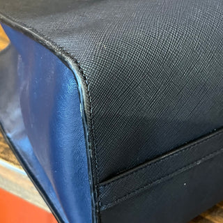 PRADA Small Convertible Open Navy Blue Saffiano Leather Tote Bag