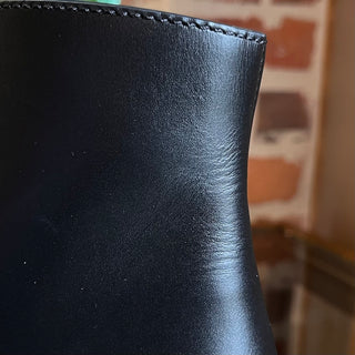 CHANEL Black Leather Interlocking CC Platform Boots w/ Velvet Toes SZ 39 (US 9)