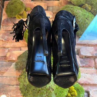 SAINT LAURENT Black Suede Ankle Boots Janis SZ 36 (US 6)