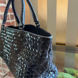 BOTTEGA VENETA Brown Mixed Leather Intrecciato Tote Bag
