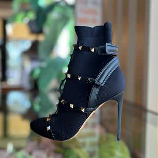 VALENTINO Rockstud Mesh Caged Knit Booties SZ 38(38US)