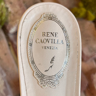 RENE CAOVILLA Light Pink Leather Crystal Sandals SZ 39 (US 9)