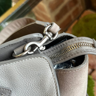 SAINT LAURENT Baby Monogram Downtown Cabas Gray Leather 2-Way Tote