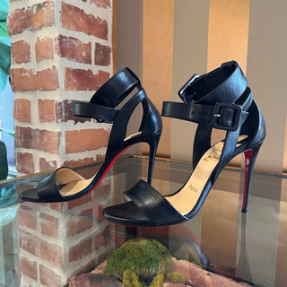 LOUBOUTIN Kid Multipoint 100 Black Leather Sandals SZ 36 (US 6)