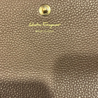 SALVATORE FERRAGAMO Taupe Leather Stud Wallet