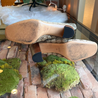 GUCCI Hasler Horsebit Beige GG Canvas Boots SZ39(9US)