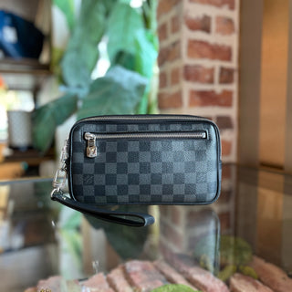 LOUIS VUITTON Damier Graphite Canvas Black Wristlet Pouch