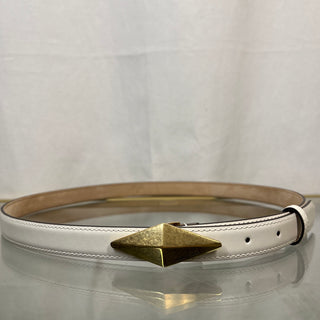 JIMMY CHOO Diamond- Clasp Gold Leather Belt SZ 90