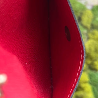 LOUIS VUITTON Damier Ebene w/ Red Card Holder