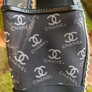 CHANEL Black Mesh Interlocking CC Espadrilles SZ 38 (US 8)