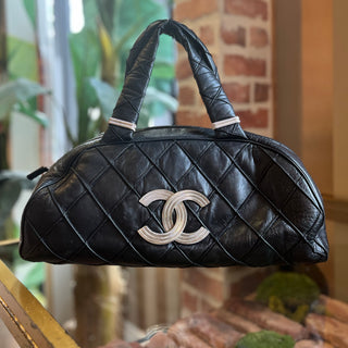 CHANEL Bowler Black Quilted Leather CC Satchel