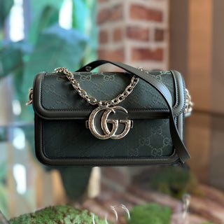 GUCCI Go Small Forest Green Canvas Shoulder Bag