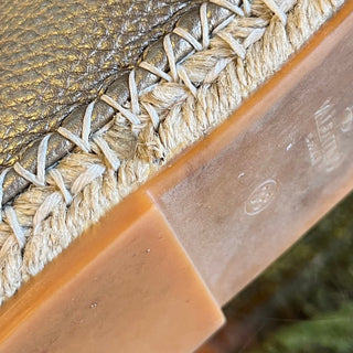 VALENTINO Metallic Gold Leather Rockstud Espadrilles Flats SZ 38 (US 8)