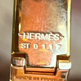 HERMES Blue Enamel Yellow Gold Metal Clic H Bracelet