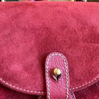 GUCCI Vintage Red Suede Bamboo Backpack Bag