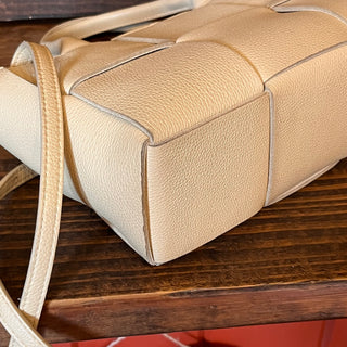 BOTTEGA VENETA Mini Arco Beige Grained Calfskin Tote Bag
