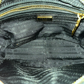 PRADA Double Zip Black Saffiano Leather Camera Bag