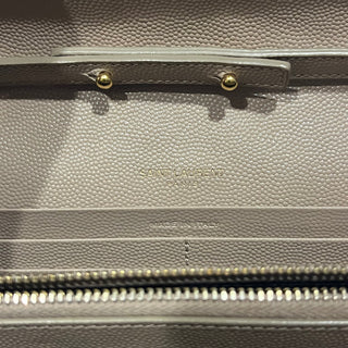 SAINT LAURENT Classic Cassandre Chain Dark Beige Grain De Poudre Leather Crossbody