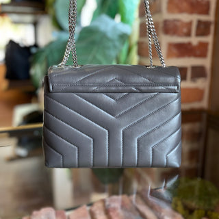 SAINT LAURENT Loulou Storm Gray Y-Quilted Calfskin Leather Shoulder Bag