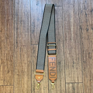 FEND IStrap You Ribbon Vitello King Logo Embossed Gingham Woven Adjustable Bag Strap