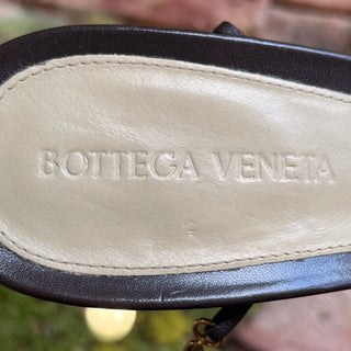 BOTTEGA VENETA Brown Leather Chain Kitten Heels SZ 38 (US 8)