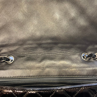 CHANEL Black Patent Leather Single Flap Shoulder Bag DIA316