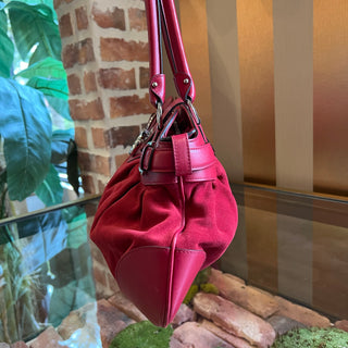 FERRAGAMO Red Suede Gancini Shoulder Bag TS3863