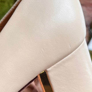 TORY BURCH T Logo White Leather Heels SZ 8.5