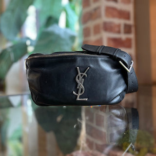 SAINT LAURENT Black Leather Belt Bag