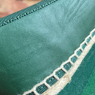 TORY BURCH Multicolor Knit Fabric Green Leather Espadrilles SZ 8