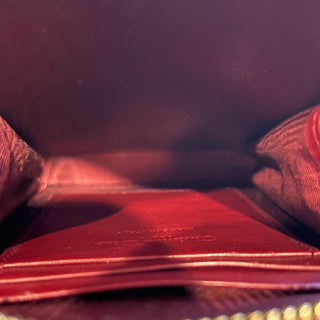 DIOR Lady Dior Call'in Cherry Red Patent Cannage Calfskin Phone Holder Crossbody