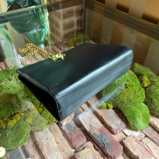 SALVATORE FERRAGAMO Vintage Black Leather Chain Clutch