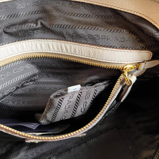PRADA Bauletto Cream Glace Calfskin Leather Satchel