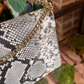 TORY BURCH Parker Convertible Snake Skin Embossed Leather Shoulder Bag