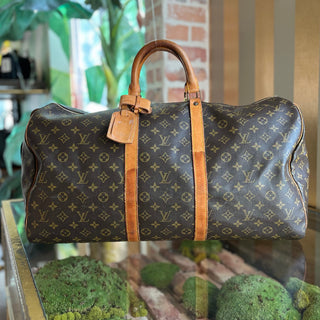 LOUIS VUITTON Keepall 55 Brown Monogram Canvas Vintage Duffel