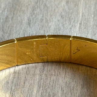 HERMES Hinge Cuff Enamel Bracelet Orange/Gold
