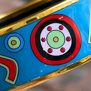 HERMES Multicolor Tohu Bohu Gold Tone Rim Enamel Bangle SZ L