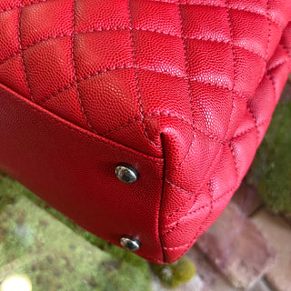 CHANEL Coco Handle Medium Red Caviar Top Handle Bag