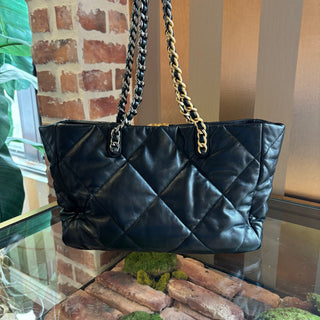 CHANEL 19 Black Quilted Tote Bag