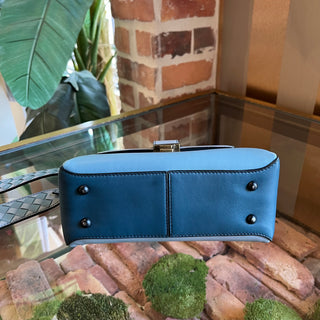 BOTTEGA VENETA Small Piazza Blue Nappa Leather Top Handle Bag