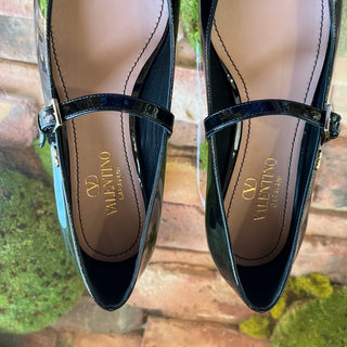 VALENTINO Black Patent Ballet Flats SZ37.5(7.5US)