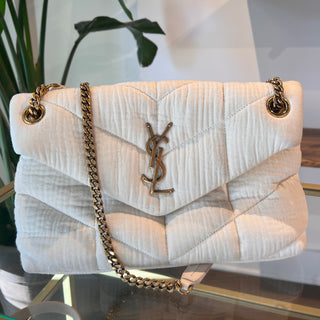 Saint Laurent Lou Lou Puffer Cotton Shoulder Bag Small