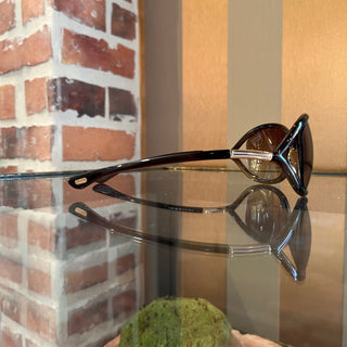 TOM FORD Jennifer TF8 38F Brown Acetate Round Sunglasses