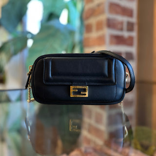 FENDI Easy 2 Baguette Black Leather Crossbody