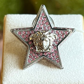 VERSACE Pink Medusa Crystal Embellished Stud Earrings