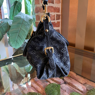 LOUIS VUITTON Neo Cabby MM Black Denim Monogram Shoulder Bag
