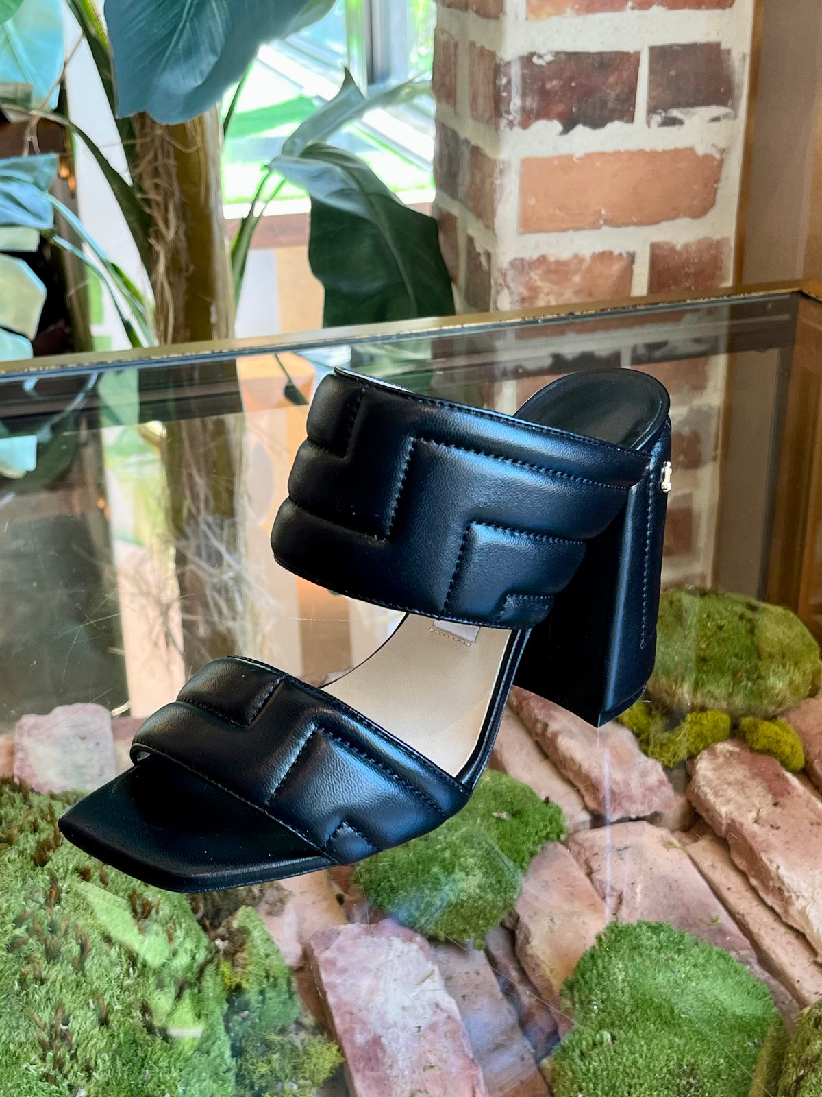 JIMMY CHOO Black Themis Quilted Mules SZ 38.5