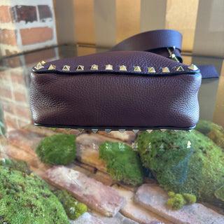 VALENTINO Burgundy Rockstud Small Messenger